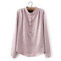 OEM High Quality Long Sleeve Fat Women Satin Shirt